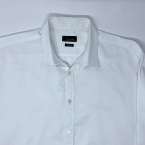 Zara Man Slim Fit White Men's Long Sleeve Shirt Size Neck 16 1/2" Sleeve 35/36"‎